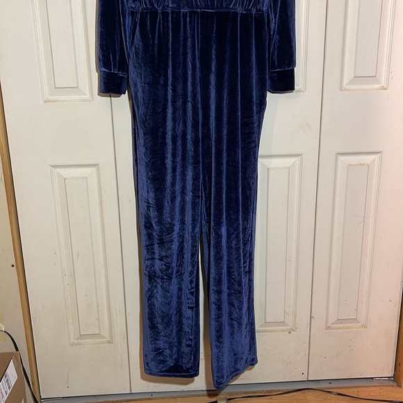 Fabletics Velour Wide Leg Zip Up Onesie Jumpsuit in Deep Navy New With Tags XXL - Picture 6 of 15